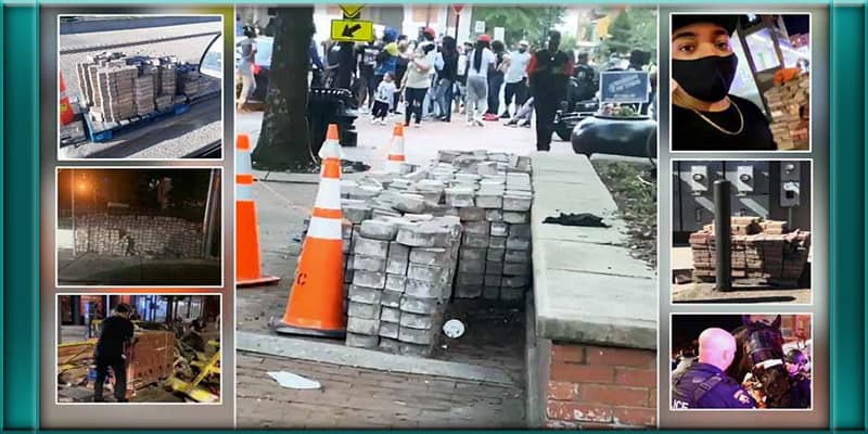 Random piles of bricks reported at George Floyd protests