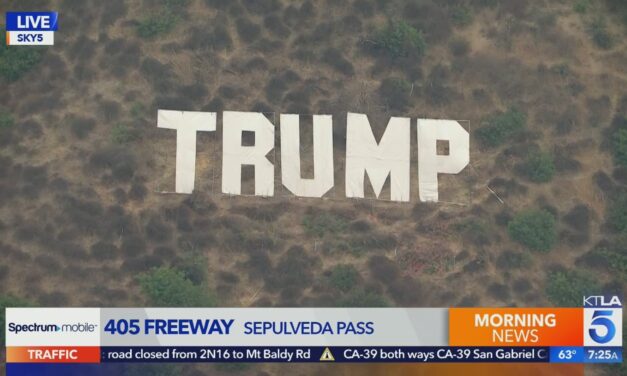 Massive Hollywood-style Trump Sign Placed on the 405 in Los Angeles